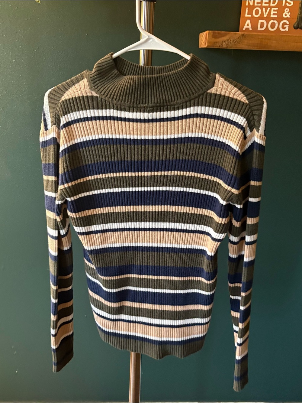 VTG Y2K Ribbed Knit Mock Neck Sweater Size XL